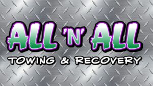 all n all towing logo over diamond plate